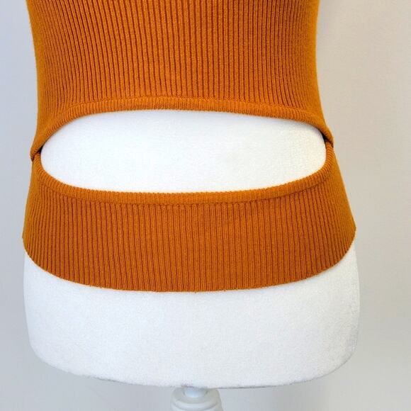 BCBGeneration Womens Caramel Ribbed Sleeveless Peek-A-Boo Tank Top/Vest Size XL - Picture 3 of 9